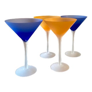 Vintage Frosted Martini Glasses - Set of 4 For Sale