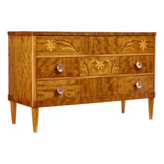 Mid-Century Swedish Birch Inlaid Chest of Drawers, 1950s For Sale
