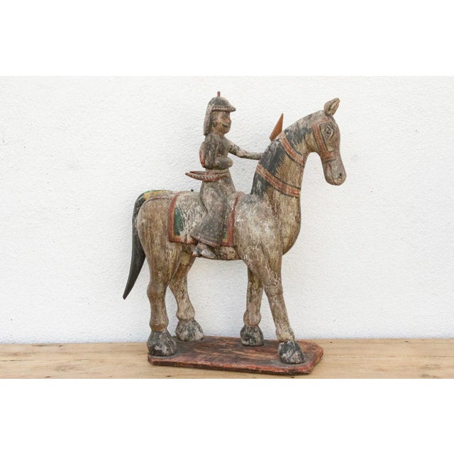 Royal Rajasthan, Antique Indian Painted Horse & Rider For Sale - Image 4 of 11