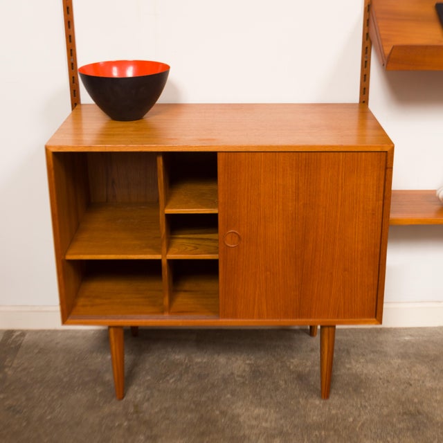 1960s Vintage Kai Kristiansen Teak Wall System W/Two-Door Cabinet For Sale - Image 9 of 11