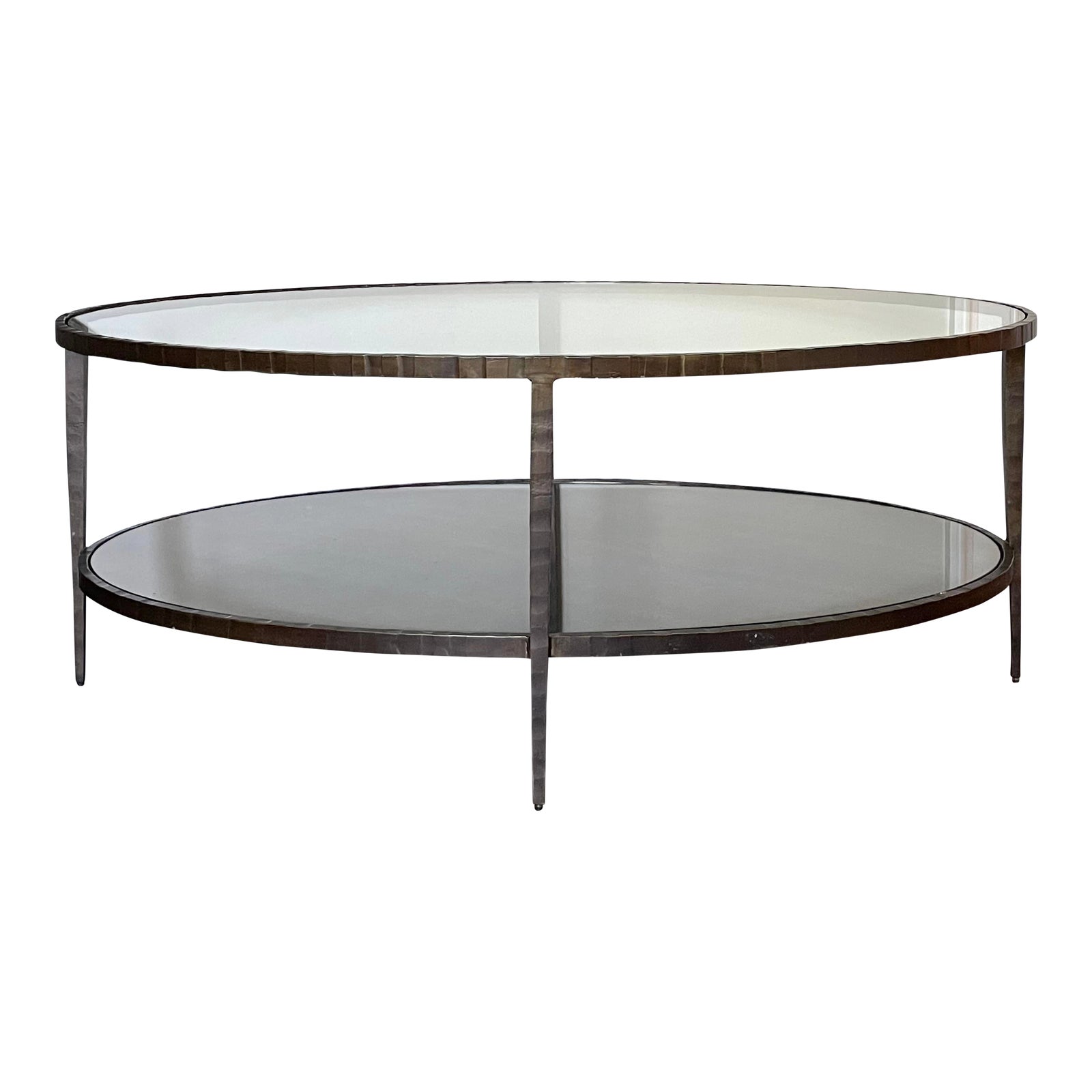 Crate & Barrel Clairemont Oval Coffee Table With Antiqued Mirror Shelf