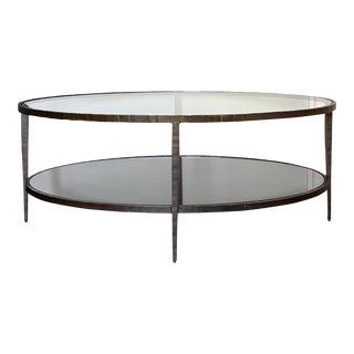 Crate & Barrel Clairemont Oval Coffee Table With Antiqued Mirror Shelf For Sale