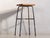Vintage metal industrial style stool with metal legs and a 70cm high solid wood seat (France, c.1950). We recovered...