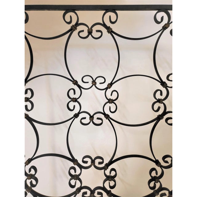 Bottle Green Mid 20th Century Dark Green Hand Forged and Gilt Iron Decorative Room Divider /Rolling Screen For Sale - Image 8 of 12