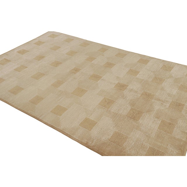 Rug & Kilim Rug & Kilim’s Cubist Art Deco Style Rug in Beige-Brown Geometric Patterns For Sale - Image 4 of 7