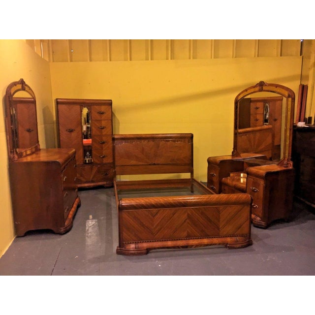 Art Deco 4 Piece Waterfall Anique Bedroom Set Chairish