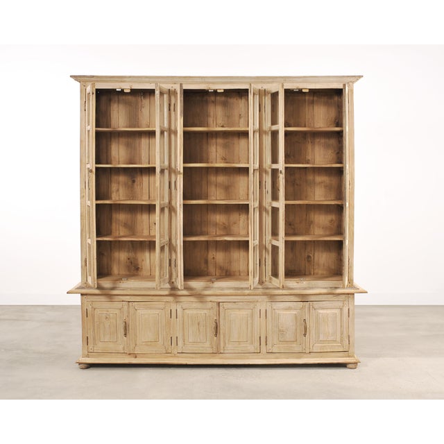 Country French Bleached Oak Bookcase Bibliotheque Cabinet 8 Ft For Sale In Sacramento - Image 6 of 18