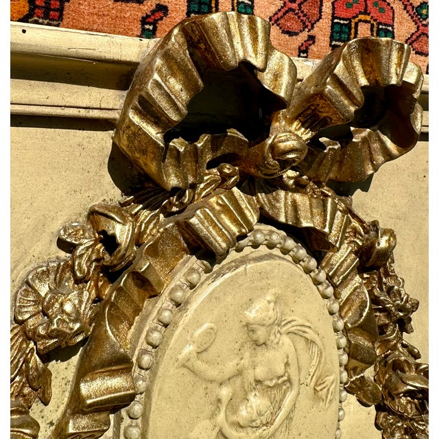 Light Yellow 19th Century French Neoclassical Painted Trumeau Ca. 1870 For Sale - Image 8 of 12