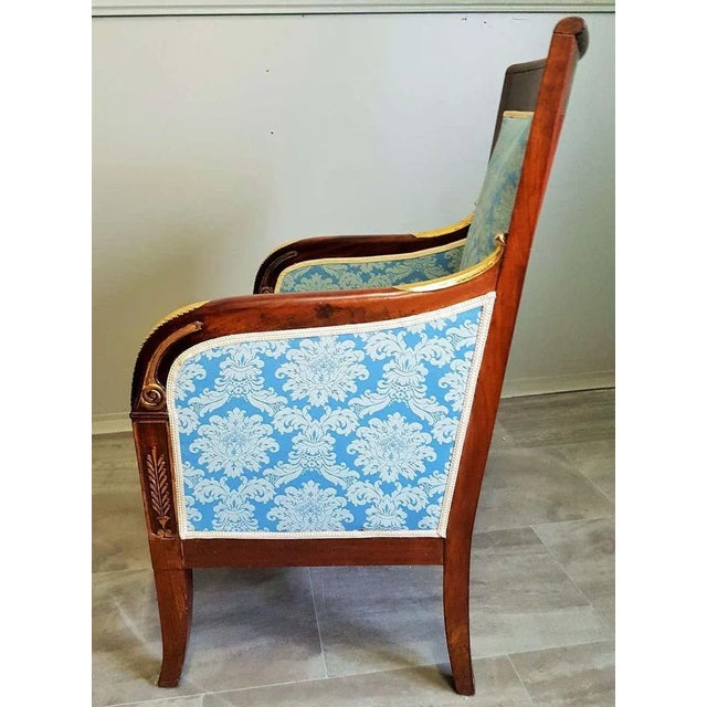 Blue French Empire Restoration Period Armchair, 1825 For Sale - Image 8 of 18