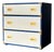 Blue & White Lacquered Campaign Chest of Drawers With Brass Hardware, 1970s For Sale