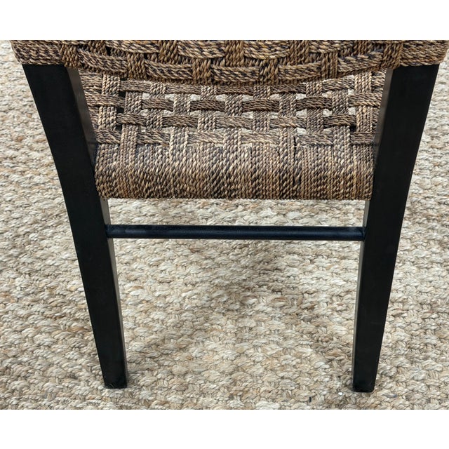 4 Palecek Blackened Pananawood & Woven Seagrass Dining Chairs, Late 20th Century For Sale - Image 15 of 17