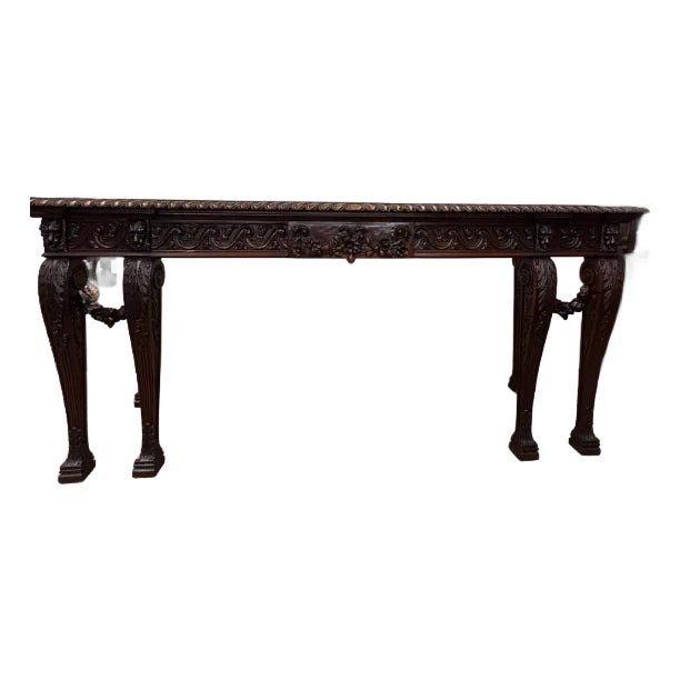 Regency Style Hand-Carved Mahogany & Walnut Console Table With ...