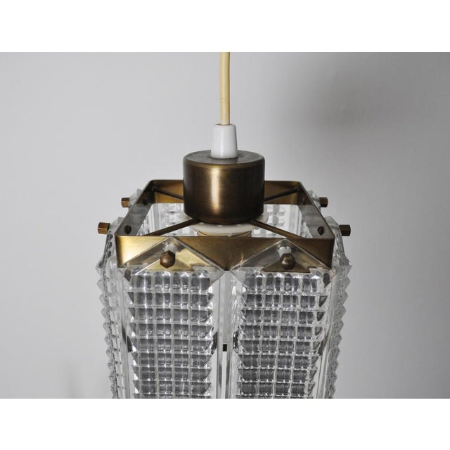 Gold Swedish Crystal Ceiling Light by Wiktor Berndt for Flygsfors, 1950s For Sale - Image 8 of 14