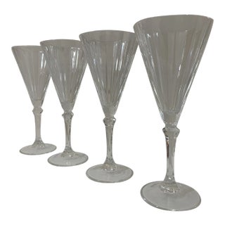 Vintage 1970s Faceted Crystal Stemware - Set of 4 For Sale