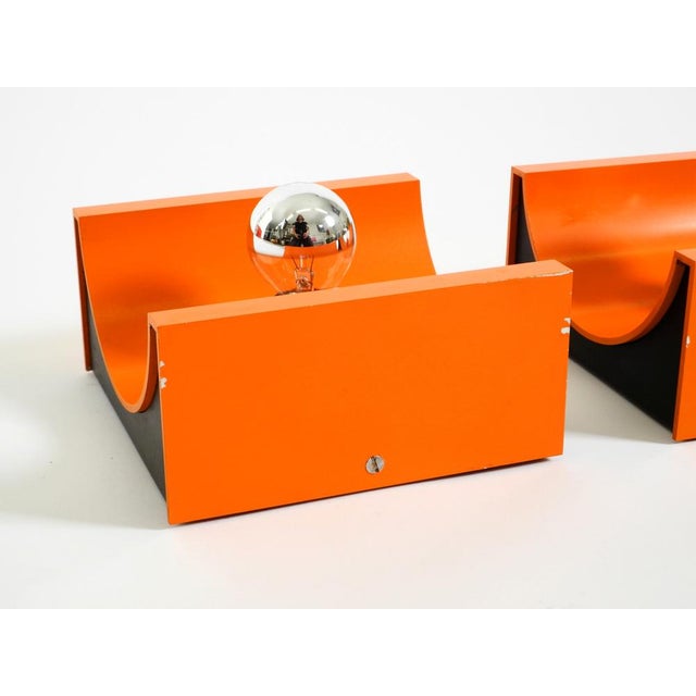 Space Age Metal Wall Lamps in Orange by Klaus Hempel for Kaiser Leuchten, 1960s, Set of 2 For Sale - Image 13 of 18