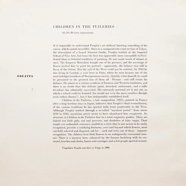 1950s After Tsuguharu Foujita "Children in the Tuileries", First Edition Swiss Full-Color Print For Sale In Dallas - Image 6 of 9