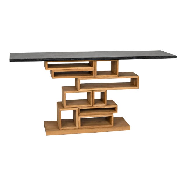 NOIR Balin Console, Dark Walnut and Black Marble For Sale