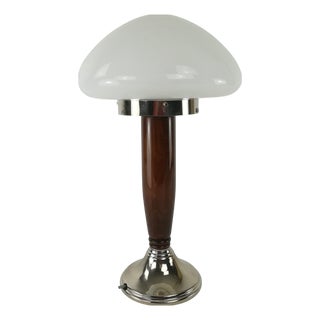 Art Deco Wood and Glass Table Lamp, France, 1930s For Sale