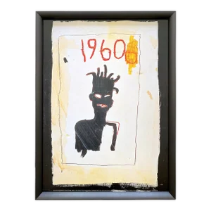 Jean Michel Basquiat Estate Fine Art Lithograph Framed Pop Art Print " Untitled 1960 Self Portrait " 1983