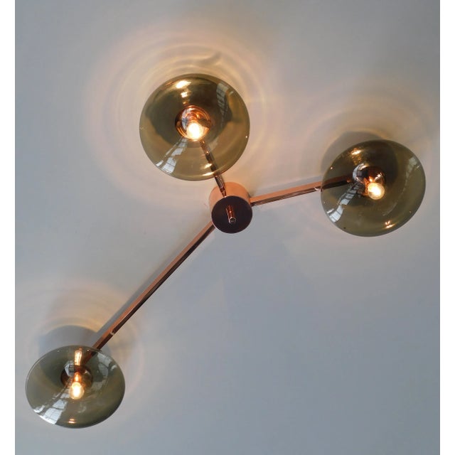 Mid-Century Modern Trio Polished Copper Smoky Glass Flush Mount by Fabio Ltd For Sale - Image 3 of 5
