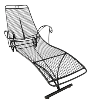 Trio of Mid Century Iron Mesh Chaise Lounges in the Style of Salterini
