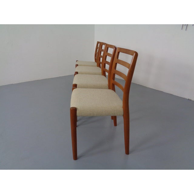 Wood Vintage Danish 85 Dining Chairs in Teak and Wool by Niels Otto Møller for J.L. Møllers, 1960s, Set of 4 For Sale - Image 7 of 14