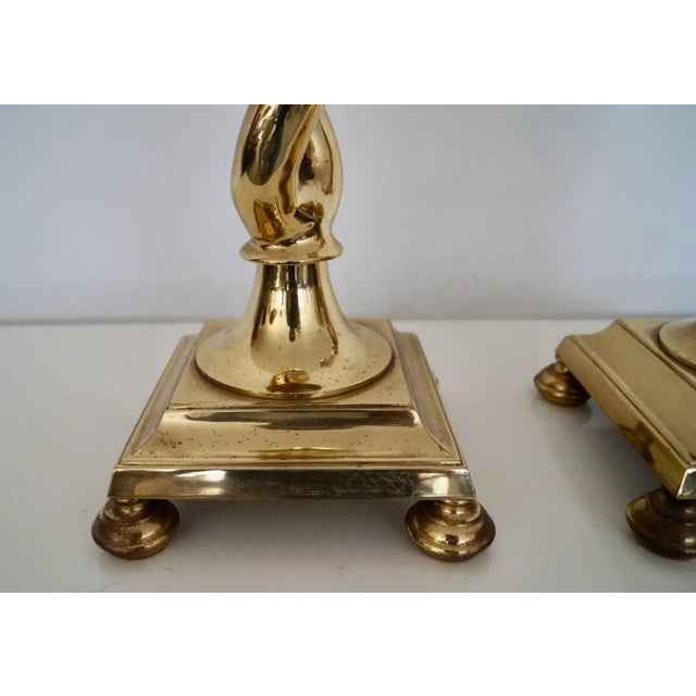 Vintage Hollywood Regency Solid Brass Spiral Candle Holders - a Pair For Sale - Image 12 of 12
