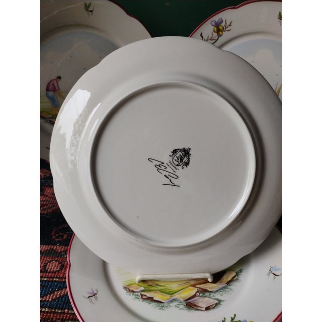 1980s Hand Painted c.e. Corey Portugal Dinner Plates - Set of 12 For Sale - Image 9 of 11