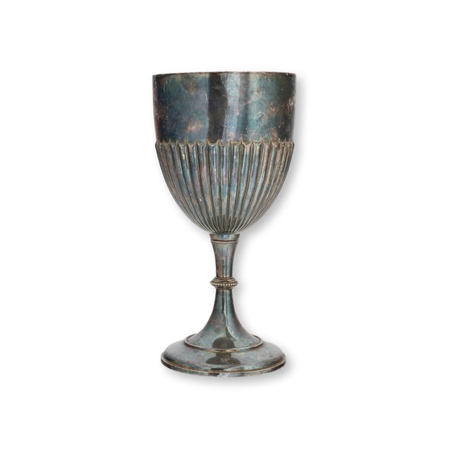 An impressive late Victorian English silverplate trophy cup awarded in 1894 for a first prize at a horticultural show. The...