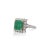 Green 2.97 Carat Emerald Cut Emerald & Diamond Halo 18k White Gold Ring Size 6 For Sale - Image 8 of 11