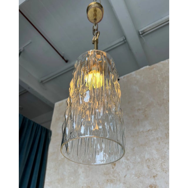 1960s French 1960s Glass and Brass Pendant For Sale - Image 5 of 12