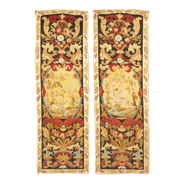 Antique Circa 1880 Set of Five 19th Needlepoint Panels 1'3 X 3'10 For Sale