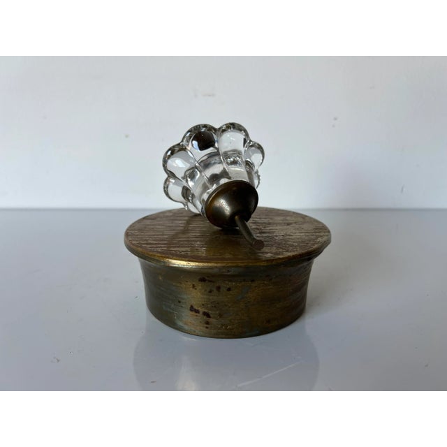 Vintage Art Flower Glass Decorative Brass Box For Sale In Miami - Image 6 of 11