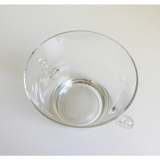 Glass Tiffany & Co. Crystal Ice Bucket With Scrolled Handles For Sale - Image 7 of 11