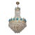 Vintage Brass Aqua Blue Crystal Chandelier For Sale