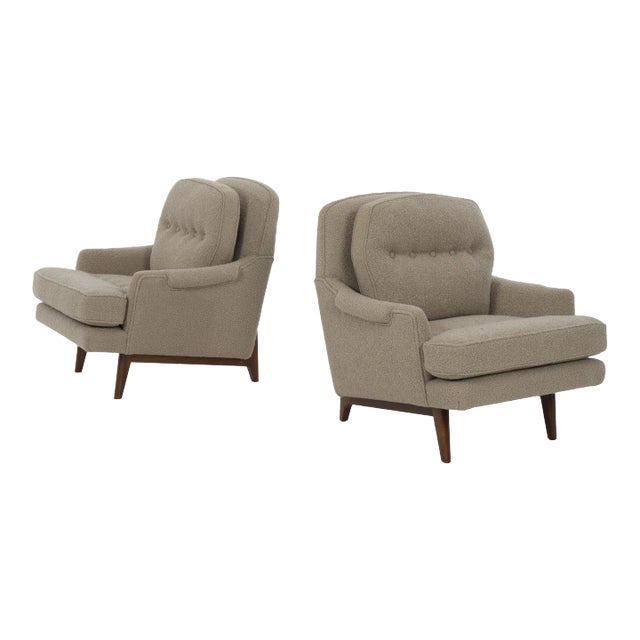 Edward Wormley for Dunbar Lounges Chairs in Knoll Boucle - A Pair For Sale