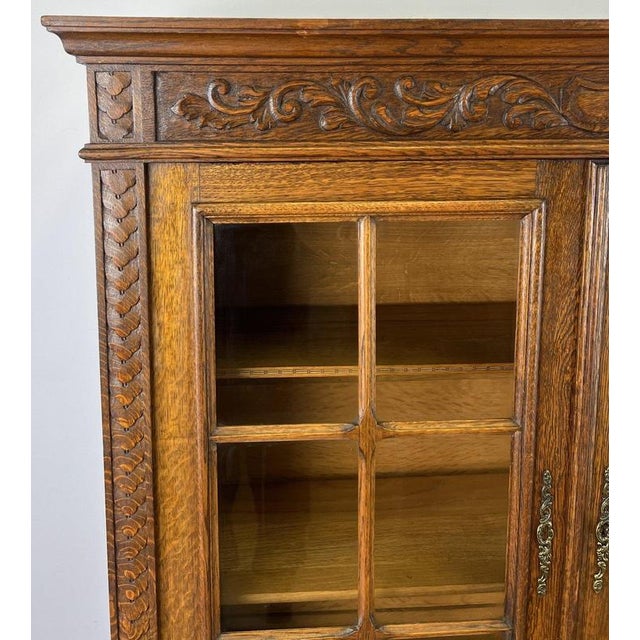 Vintage French Oak Glazed Display Cabinet For Sale - Image 4 of 14