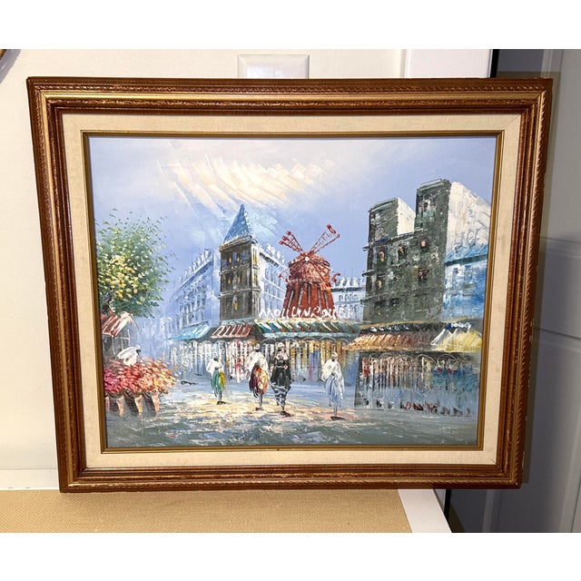 Paris, France - Original, Signed Oil Artwork of the Iconic Moulin Rouge For Sale - Image 13 of 13