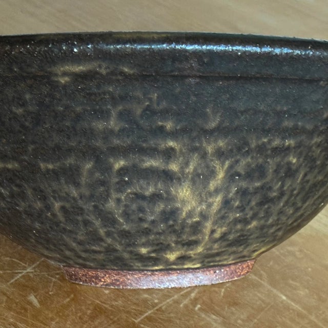 Black Japanese Style Handthrown Stoneware Ceramic Bowl, Signed by Artist For Sale - Image 8 of 9