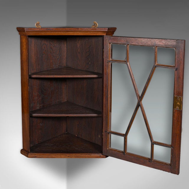 Small Antique Corner Cabinet, English, Glazed Display Cupboard, Edwardian, 1910 For Sale - Image 4 of 9