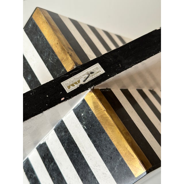 Vintage Maitland-Smith Tessellated Mactan Stone Box With Marble and Brass Inlay For Sale - Image 16 of 18