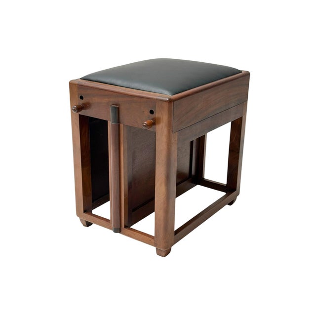 Art Deco Amsterdamse School Stool with Adjustable Leather Seat, 1920s For Sale - Image 14 of 14
