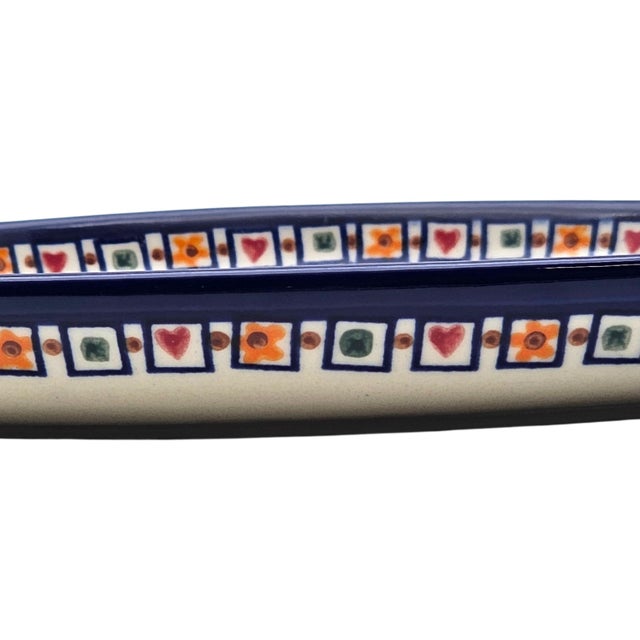 1990s Vena Unikat Hand-Painted Polish Pottery Teardrop Dish, Medium 15" For Sale In San Francisco - Image 6 of 9
