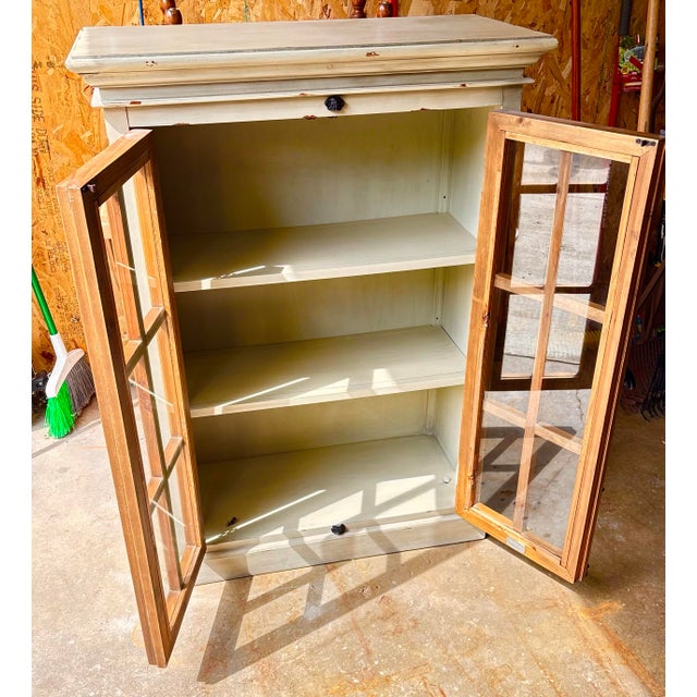 Shabby Chic Distressed Painted Bookcase For Sale - Image 3 of 3