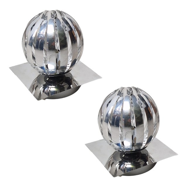 Chromed Metal Table Lamps with Touch Function, Set of 2 For Sale