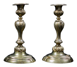 Louis XV Style Gilt Bronze Candlesticks, 1800s, Set of 2