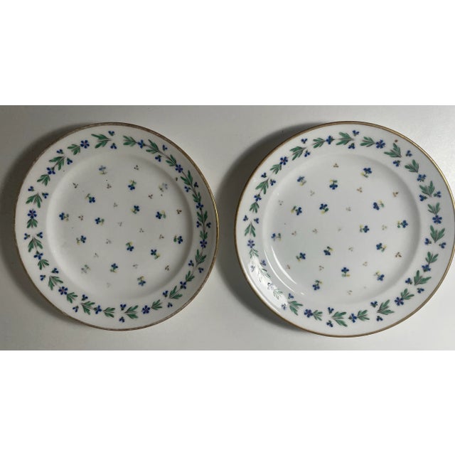 French Antique 18th Century Plates French Louis XVI Spring Cornflowers- Set of 8 For Sale - Image 3 of 10