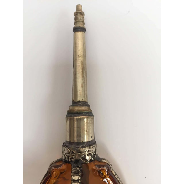 Moorish Glass Perfume Bottle Sprinkler with Embossed Metal Overlay For Sale - Image 4 of 9