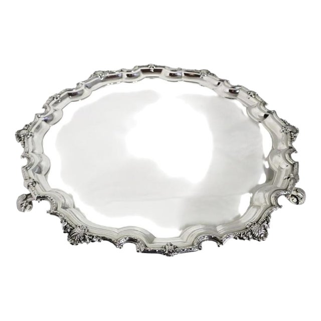 Mid-Century Sterling Silver Tray Salver from Adie Brothers, Birmingham, 1947 For Sale