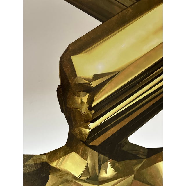 Gold Large Vintage Japanese Postmodern “Who Are You?” Abstract Figurative Poster For Sale - Image 8 of 9